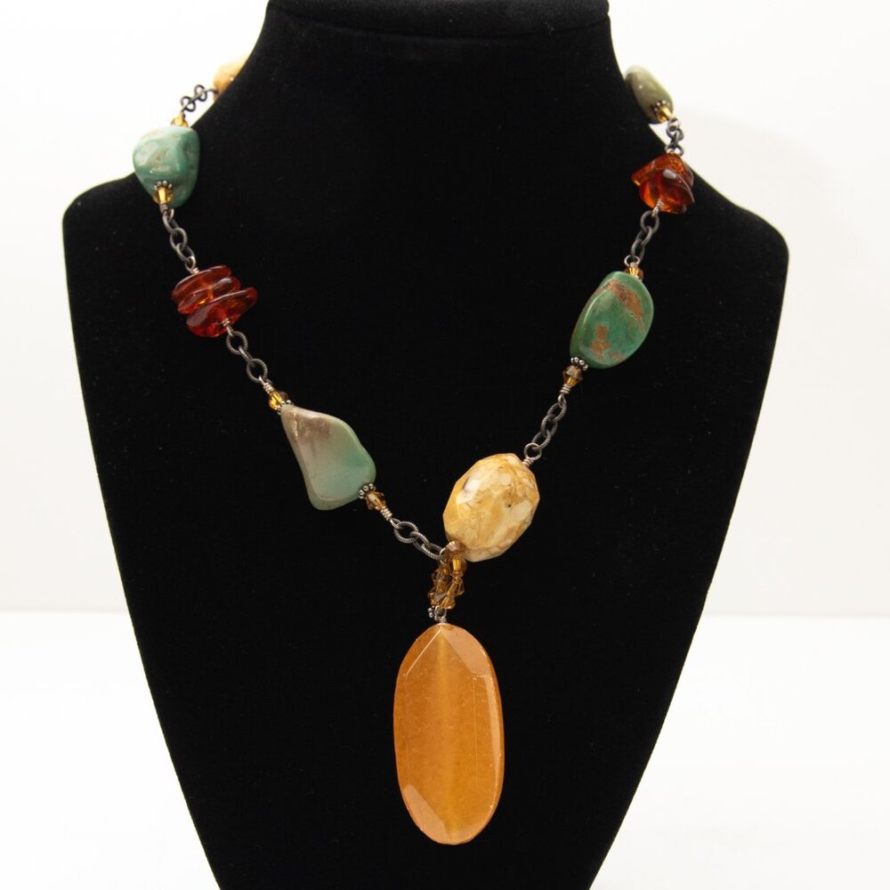 Silpada Turquoise Jasper Calcite Pendant Necklace N1296 925 Sterling Silver